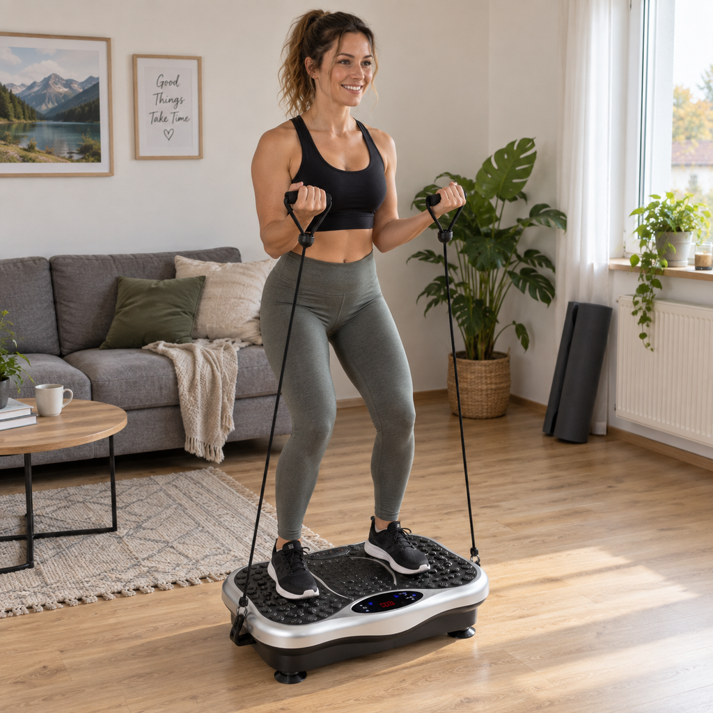 Vibrationsplatte mit Widerstandsbändern und Fernbedienung – MV01